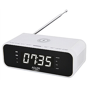 Adler Alarm Clock with Wireless Charger AD 1192W	 AUX in, White, Alarm function