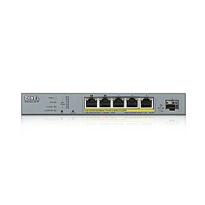„Zyxel“ tinklo jungiklis GS1350-6HP-EU0101F Valdomas L2 Gigabit Ethernet (10/100/1000) Pilkas maitinimo per Ethernet (PoE)