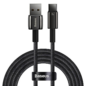 „Baseus“ volframo auksinis kabelis iš USB į USB-C, 100 W, 2 m (juodas)