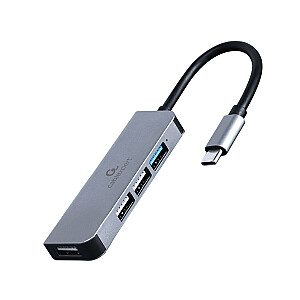 Gembird UHB-CM-U3P1U2P3-01 4 prievadų USB tipo C šakotuvas (1 x USB 3.1 + 3 x USB 2.0), sidabrinis