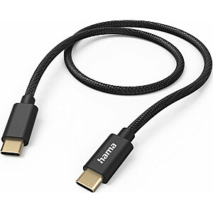 USB kabelis Hama HAMA ĮKROVIMO/DUOMENŲ KABELAS "AUDINIS" USB-C-USB-C, NAILONAS 1.5M, JUODAS