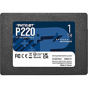 Disk Patriot Patriot P220 SATA 3 1TB SSD, vidinis 2,5" SSD