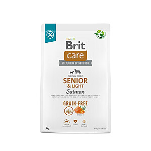 Сухой корм для пожилых собак всех пород (старше 7 лет) Brit Care Dog Grain-Free Senior&Light Salmon 3кг