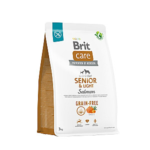 Сухой корм для пожилых собак всех пород (старше 7 лет) Brit Care Dog Grain-Free Senior&Light Salmon 3кг