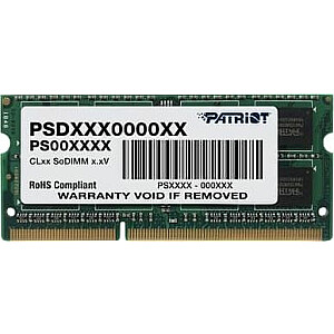 Память для ноутбука Patriot Signature, SODIMM, DDR3L, 4 ГБ, 1600 МГц, CL11 (PSD34G1600L2S)
