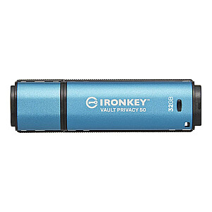 Kingston Technology IronKey Vault Privacy 50 USB atmintinė 32 GB USB Type-A 3.2 Gen 1 (3.1 Gen 1) Mėlyna