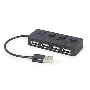 Gembird UHB-U2P4-05 USB 2.0 4 prievadų šakotuvas su jungikliais, juodas