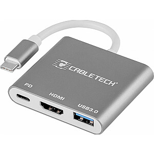 Cabletech stoties / replikatoriaus jungties adapteris Cabletech Type-C jungtis prie USB 3.0 Hdmi 2.0 Type-C jungtys | C18-1