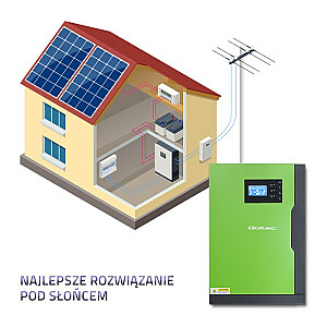 Qoltec 53887 Off-Grid 5,5kW hibridinis saulės energijos keitiklis | 100A | 48V | MPPT | Sinusas