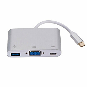 RoGer Multimedia Adapter Type-C uz VGA + USB / USB-C Adapteris