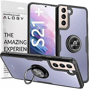 Alogy Etui Alogy Ring Holder Clear Armour, skirtas Samsung Galaxy S21 Plus juodas