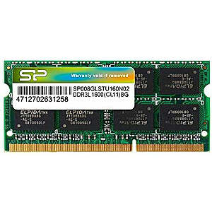 Nešiojamojo kompiuterio atmintis „Silicon Power SODIMM“, DDR3L, 8 GB, 1600 MHz, CL11 (SP008GLSTU160N02)