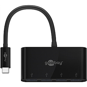 „Goobay“ 4 prievadų USB-C kelių prievadų adapteris 61073 juodas, USB-A, C tipas