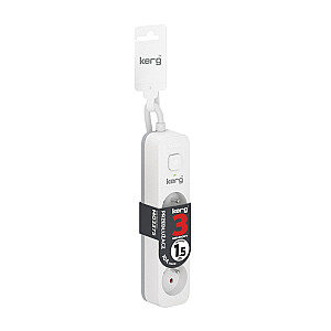 Kerg M02375 3 įžeminti lizdai - 1,5 m ilgintuvas su kabeliu 3x1 mm2, 10 A