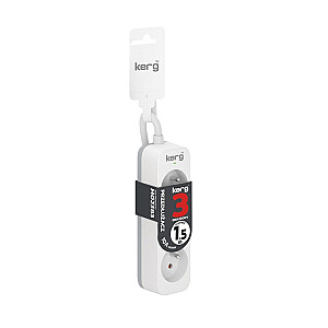 Kerg M02383 3 įžeminti kištukiniai lizdai - 1,5 m ilgintuvas su kabeliu 3x1 mm2, 10 A