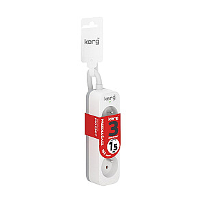 Kerg M02387 3 įžeminti lizdai - maitinimas 1,5m su laidu 3x1,5mm2, 16A
