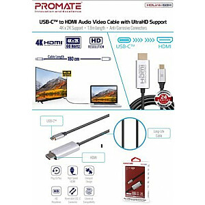 PROMATE HDLink-60H USB-C - HDMI UltraHD 3840x2160@60 Кабель 1.8m