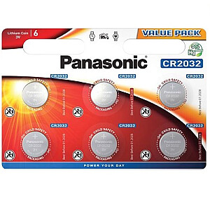 Panasonic CR2032-6BB BLISTERA IEPAKOJUMĀ 6GB.
