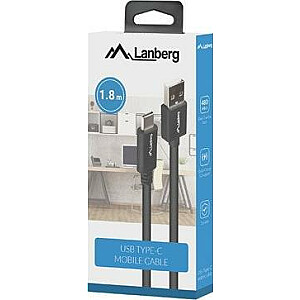 Kabelis Lanberg USB-A – USB-C 1,8 m juodas (1_816378)