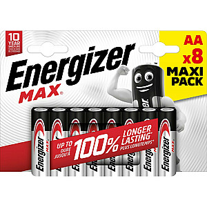 ENERGIZER MAX AA LR6 šarminės baterijos, 8 Vnt., EKO PAKUOTĖ