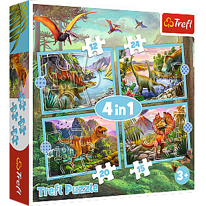 TREFL 12+15+20+24 dėlionių rinkinys „Dinozaurai“