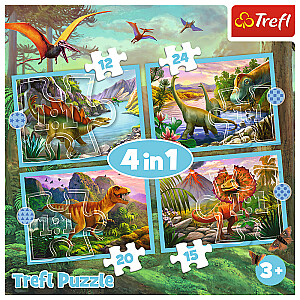 TREFL 12+15+20+24 dėlionių rinkinys „Dinozaurai“