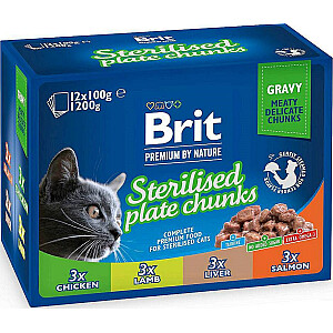 BRIT Premium Cat sterilizuota lėkštė - Šlapias maistas katėms - 12x100g