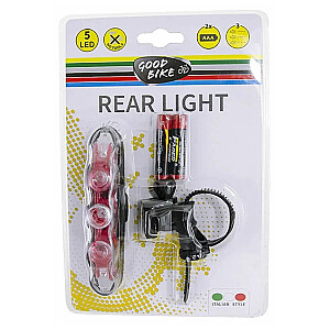 Dviračio lempa LEMMING 5LED, raudona, 2xAAA komplekte 88324