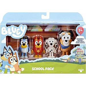 Tm Toys Bluey Blue veiksmo figūrėlė - mokyklinis komplektas 4vnt šunų veiksmo figūrėlių rinkinys BLU13052