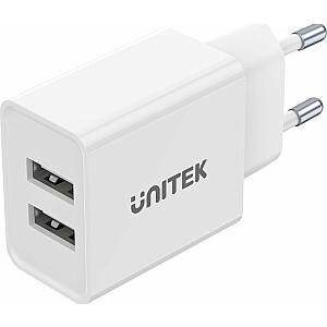 Įkroviklis UNTIEK 2X USB-A, 12W, BALTAS, P1113A-EU