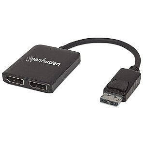 „Manhattan DisplayPort 1.2–2 DisplayPort 1.2 Splitter Hub“ su MST, 4K@30Hz, maitinamas iš USB-A, vaizdo sienelės funkcija, juoda, trejų metų garantija, lizdinė plokštelė