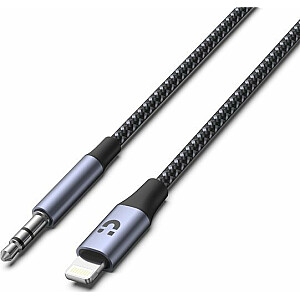 USB laidas Unitek Lightning - mini lizdas 3,5 mm 1 m juodas (M1209A)