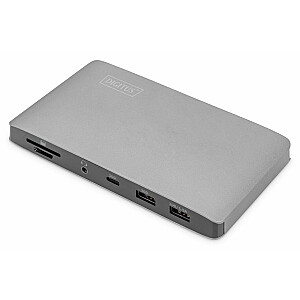 Универсальная док-станция Digitus USB 3.0, 7 портов, Travel 2x Video, 3x USB 3.0, 1x USB-C, RJ45, 1x Audio Stereo jack (3,5 мм)
