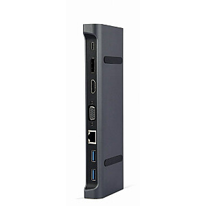 Док-станция/репликатор портов для ноутбука Gembird A-CM-COMBO9-02 Проводной USB 3.2 Gen 1 (3.1 Gen 1) Type-C Серый