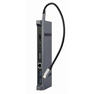 Док-станция/репликатор портов для ноутбука Gembird A-CM-COMBO9-02 Проводной USB 3.2 Gen 1 (3.1 Gen 1) Type-C Серый