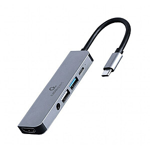 Gembird A-CM-COMBO5-02 5 viename USB tipo C kelių prievadų adapteris (Hub + HDMI + PD + stereo garsas)