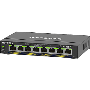 8-портовый коммутатор NETGEAR Gigabit Ethernet High-Power PoE+ Plus (GS308EPP) Управляемый L2/L3 Gigabit Ethernet (10/100/1000) Power over Ethernet (PoE), черный