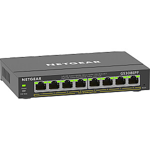 8-портовый коммутатор NETGEAR Gigabit Ethernet High-Power PoE+ Plus (GS308EPP) Управляемый L2/L3 Gigabit Ethernet (10/100/1000) Power over Ethernet (PoE), черный