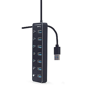 Gembird UHB-U3P7P-01 7-портовый концентратор USB 3.1 (Gen 1) с переключателями, черный