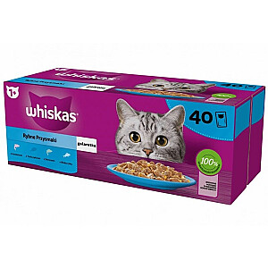 WHISKAS Žuvies gardumynai želė 4 skoniai katėms 40x85g