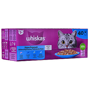 WHISKAS Рыбные деликатесы в желе 4 вкуса для кошек 40х85г