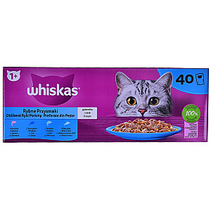 WHISKAS Žuvies gardumynai želė 4 skoniai katėms 40x85g