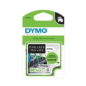 DYMO D1 Durable — черный на белом — 12 мм