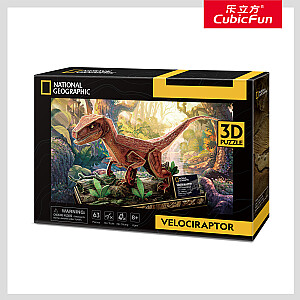 CUBIC FUN National Geographic 3D dėlionė „Velociraptorius“