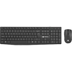 Natec klaviatūra + pelės rinkinys 2in1 Squid klaviatūra + optinė belaidė juoda pelė