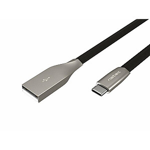 USB laidas Natec USB-A - USB-C 1 m Black-Silver (NKA-1954)