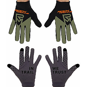 Вело перчатки Rock Machine Race, черный/зелёный/оранжевый, размер L