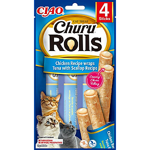 INABA Churu Rolls Vištienos Rolls Šukutės Tuno receptas - Kačių skanėstas - 4x10g