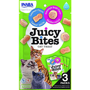 INABA Juicy Bites Домашний бульон и кальмары - лакомство для кошек - 3x11,3 г