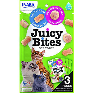 INABA Juicy Bites Naminis sultinys ir kalmarai - skanėstas katėms - 3x11,3 g